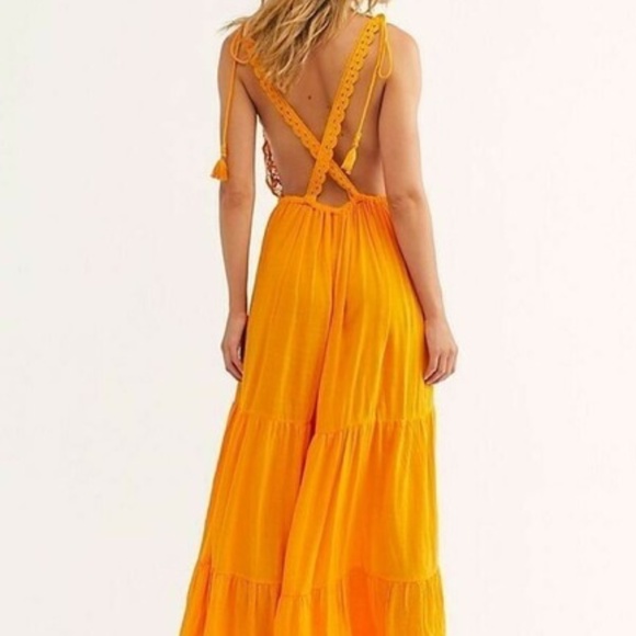 Free People Wide Leg Jumpsuit S New Orange Summer - Picture 2 of 3
